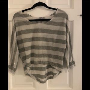 Gray/white striped top